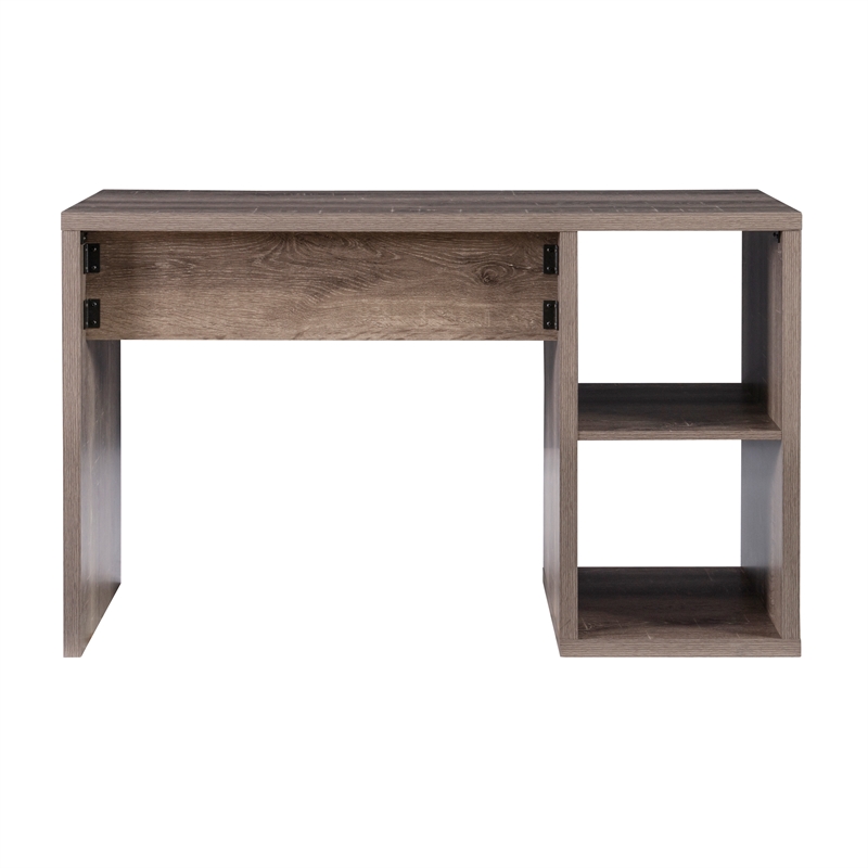 Pemberly Row Contemporary Wood Two Cube Home Office Desk in Gray