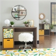 Pemberly Row Contemporary Wood Two Cube Home Office Desk in Gray
