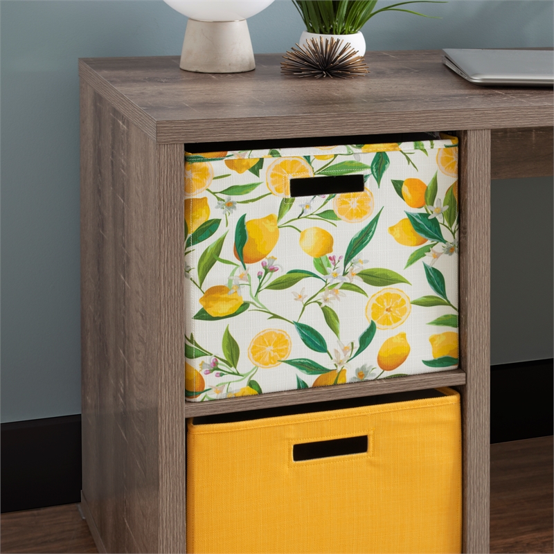 Pemberly Row Contemporary Wood Two Cube Home Office Desk in Gray