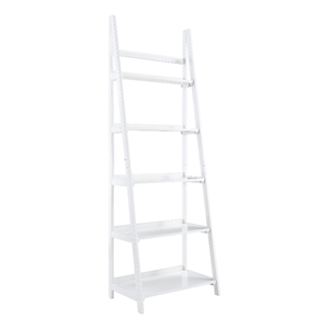 Pemberly Row Modern / Contemporary Wood Five Shelf Bookcase in White