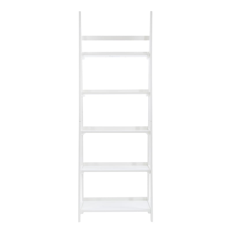 Pemberly Row Modern / Contemporary Wood Five Shelf Bookcase in White
