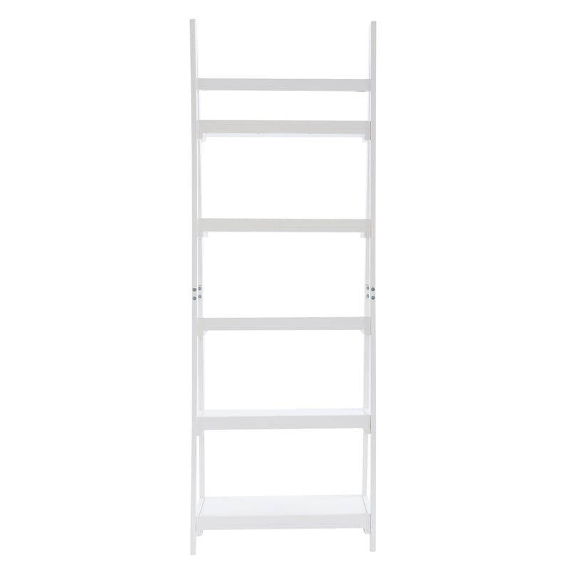 Pemberly Row Modern / Contemporary Wood Five Shelf Bookcase in White