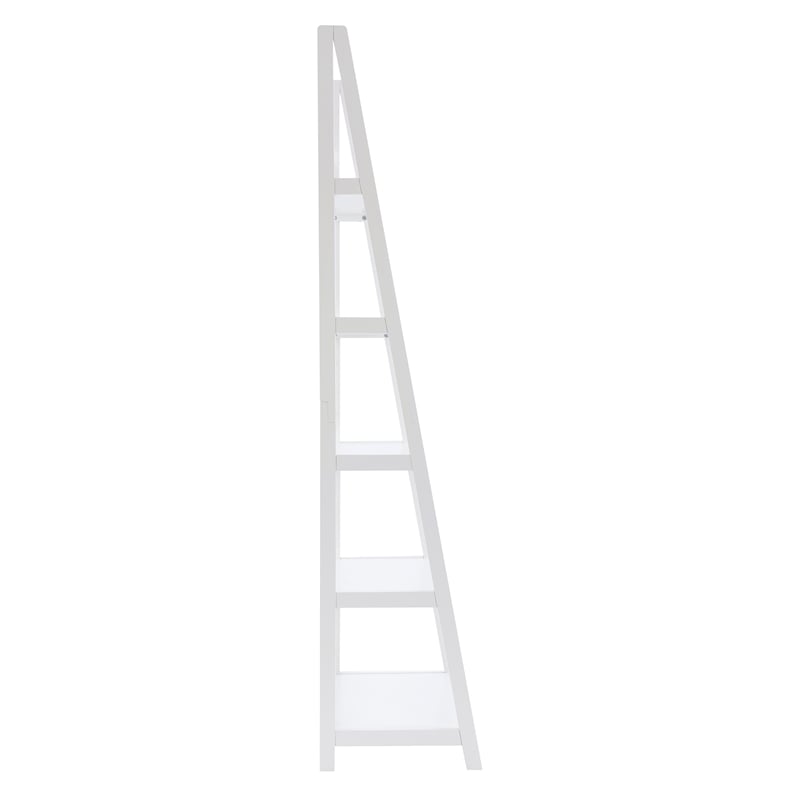 Pemberly Row Modern / Contemporary Wood Five Shelf Bookcase in White
