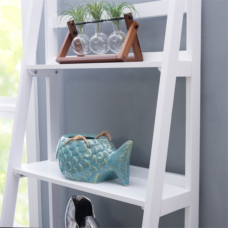 Pemberly Row Modern / Contemporary Wood Five Shelf Bookcase in White