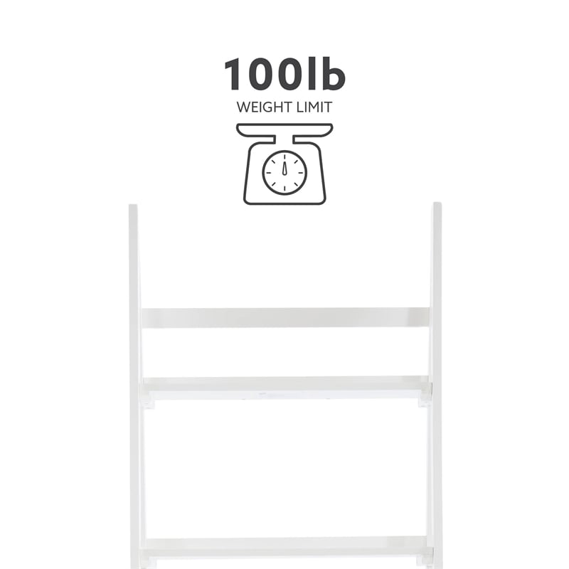 Pemberly Row Modern / Contemporary Wood Five Shelf Bookcase in White