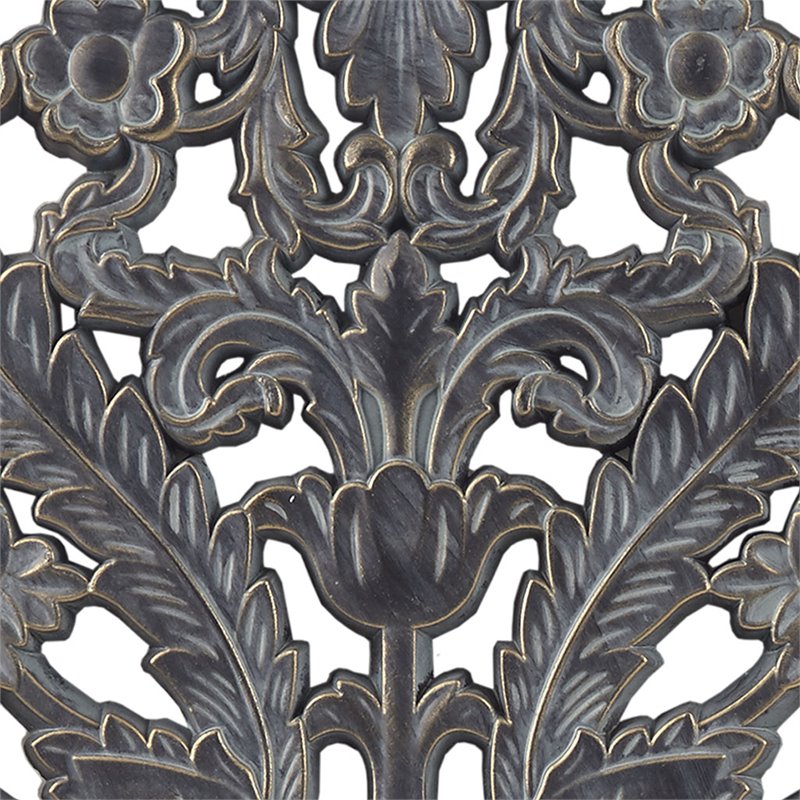 Pemberly Row MDF Botanical Panel Carved Wall Panel in Blue (Set of 2)