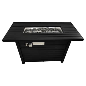 Pemberly Row 42&quot Stainless Steel Outdoor Fire Pit Table in Black