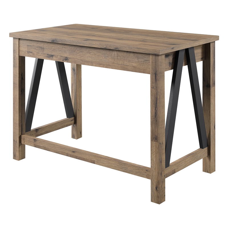 Pemberly Row Writing Desk in Salvage Oak Engineered Wood with Drawer