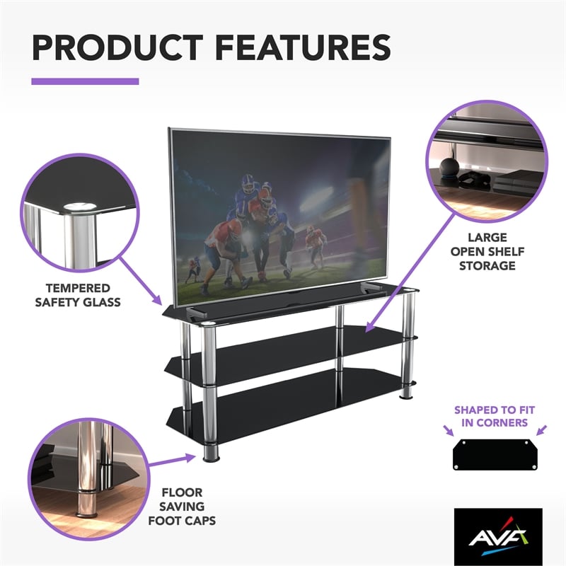 Pemberly Row Steel and Glass TV Stand for up to 55
