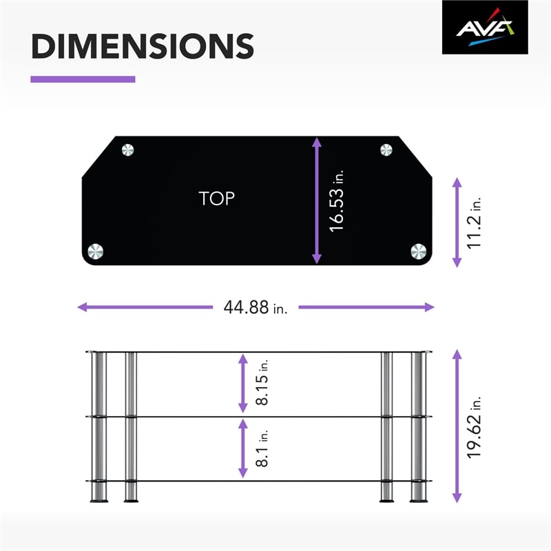 Pemberly Row Steel and Glass TV Stand for up to 55