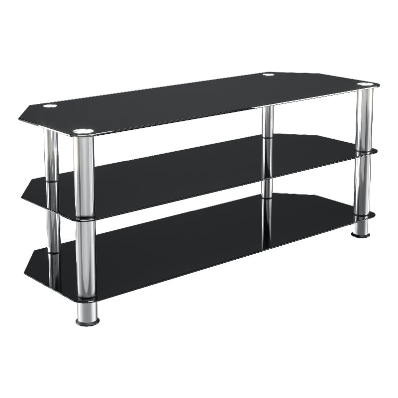 Pemberly Row Steel and Glass TV Stand for up to 55