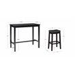 Pemberly Row Three Piece Bar Dining Set Faux Leather Seats in Black Wood