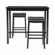 Pemberly Row Three Piece Bar Dining Set Faux Leather Seats in Black Wood