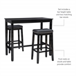 Pemberly Row Three Piece Bar Dining Set Faux Leather Seats in Black Wood