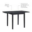 Pemberly Row Contemporary Wood Square Drop Leaf Table in Black