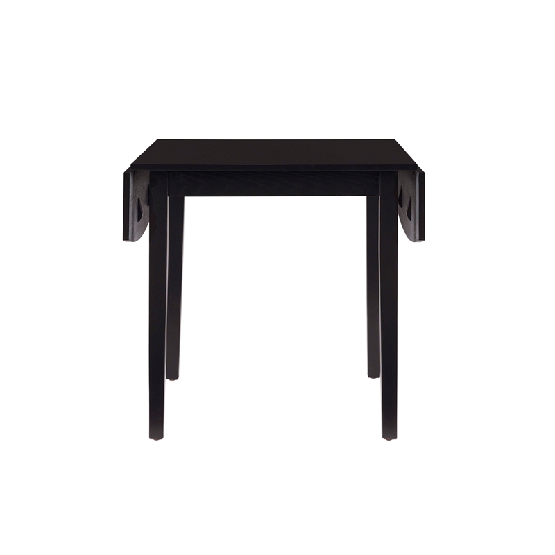 Pemberly Row Contemporary Wood Square Drop Leaf Table in Black