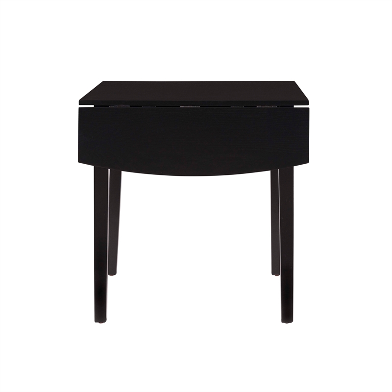 Pemberly Row Contemporary Wood Square Drop Leaf Table in Black