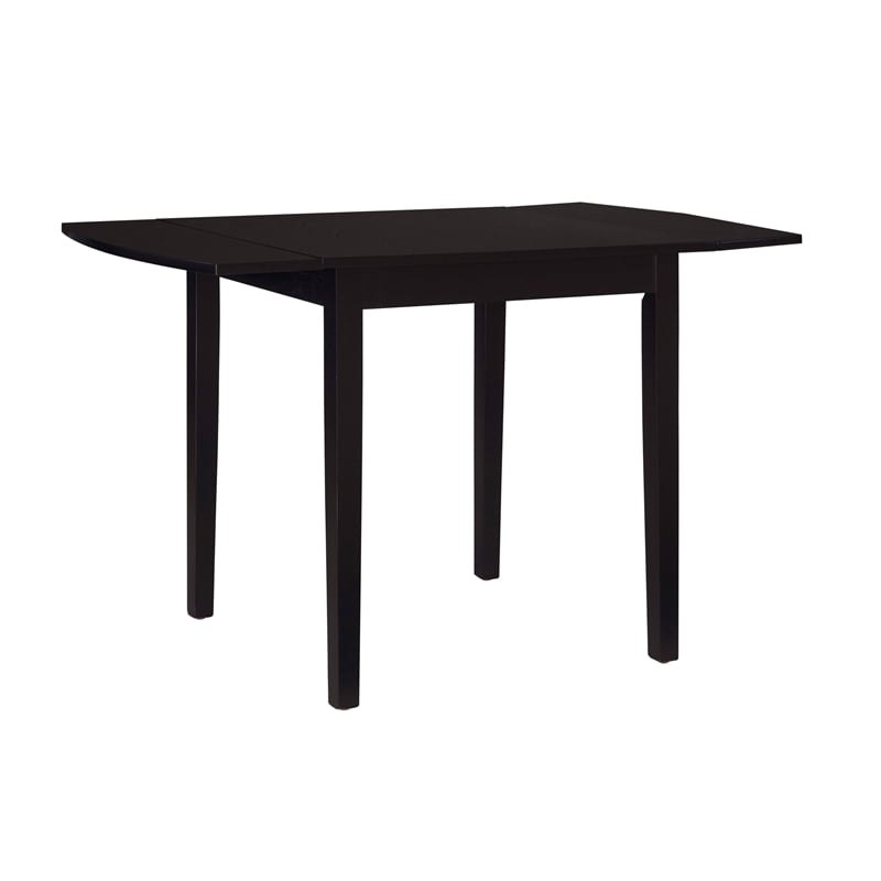 Pemberly Row Contemporary Wood Square Drop Leaf Table in Black