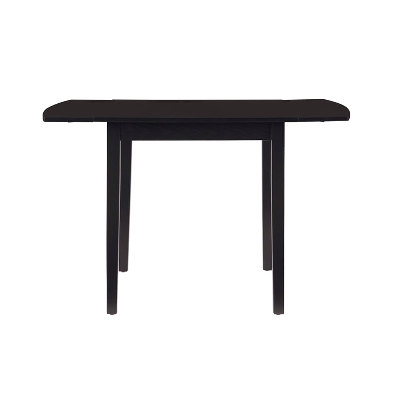 Pemberly Row Contemporary Wood Square Drop Leaf Table in Black