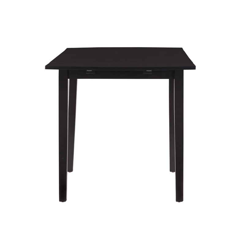 Pemberly Row Contemporary Wood Square Drop Leaf Table in Black