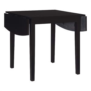 Pemberly Row Contemporary Wood Square Drop Leaf Table in Black