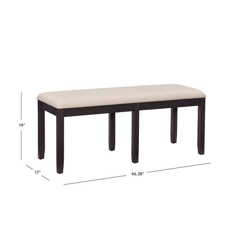 Pemberly Row Modern Wood Backless Bench in Dark Charcoal Gray