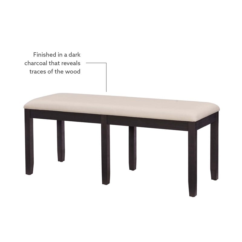 Pemberly Row Modern Wood Backless Bench in Dark Charcoal Gray