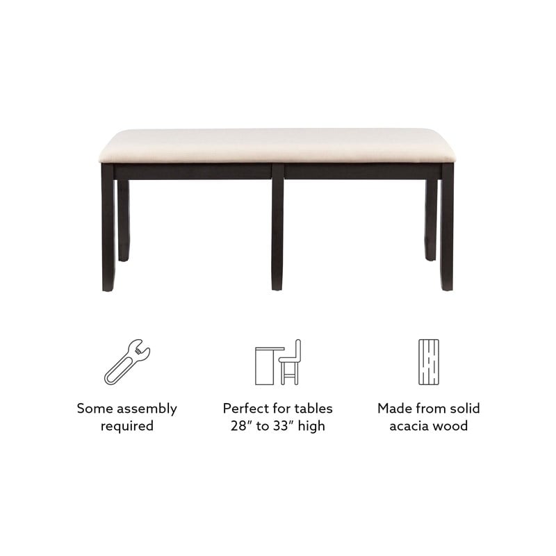 Pemberly Row Modern Wood Backless Bench in Dark Charcoal Gray