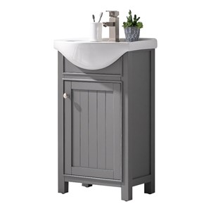 Pemberly Row Modern 20&quot Solid Wood Single Sink Vanity in Gray