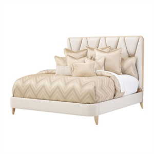 Pemberly Row Eastern King Panel Bed in Champagne Ivory & Chardonnay