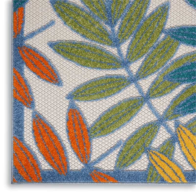 Pemberly Row 8' Runner Ivory Multicolor Fabric Tropical Area Rug (8' Runner)