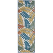 Pemberly Row 8' Runner Ivory Multicolor Fabric Tropical Area Rug (8' Runner)
