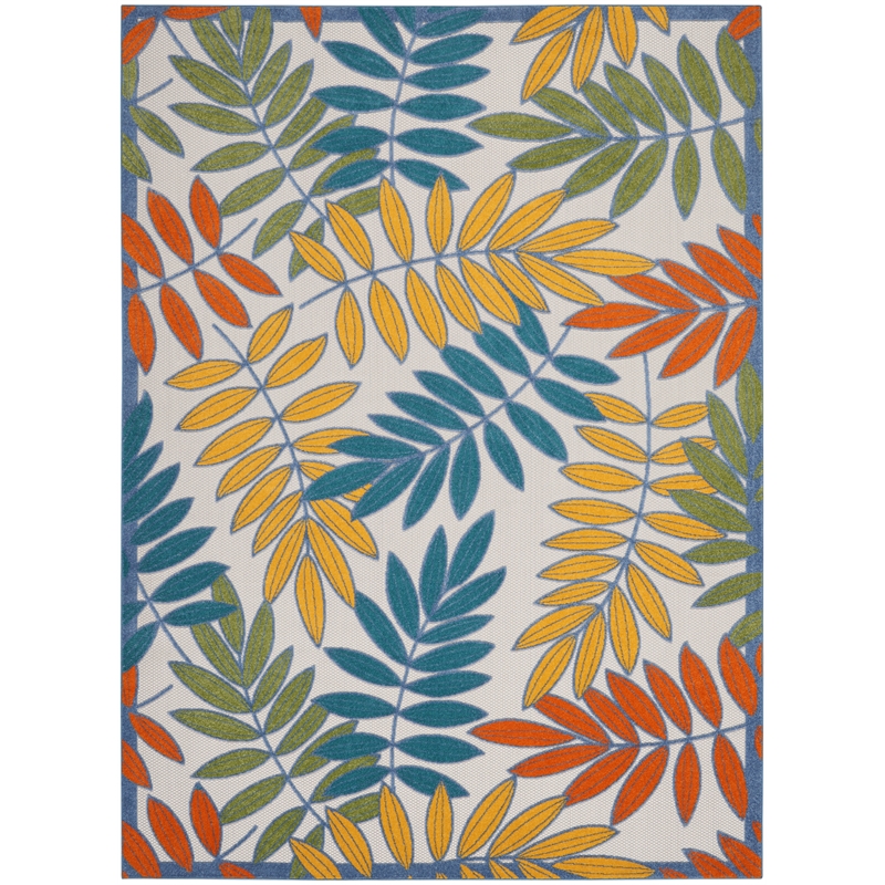Pemberly Row 12' x 15' Ivory Multicolor Fabric Tropical Area Rug (12' x 15')