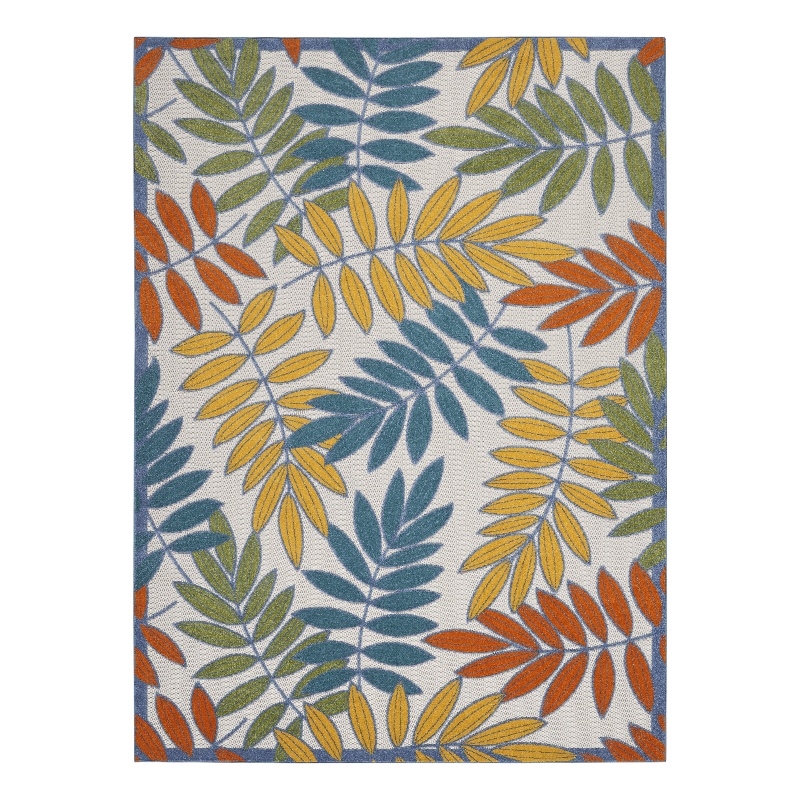 Pemberly Row 12' x 15' Ivory Multicolor Fabric Tropical Area Rug (12' x 15')