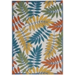 Pemberly Row 6' x 9' Ivory Multicolor Fabric Tropical Area Rug (6' x 9')