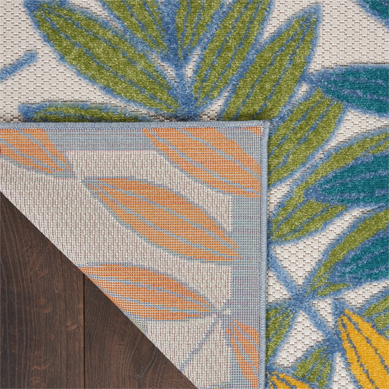 Pemberly Row 6' x 9' Ivory Multicolor Fabric Tropical Area Rug (6' x 9')