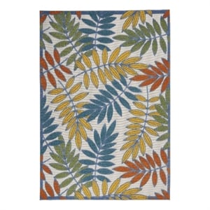 Pemberly Row 6' x 9' Ivory Multicolor Fabric Tropical Area Rug (6' x 9')