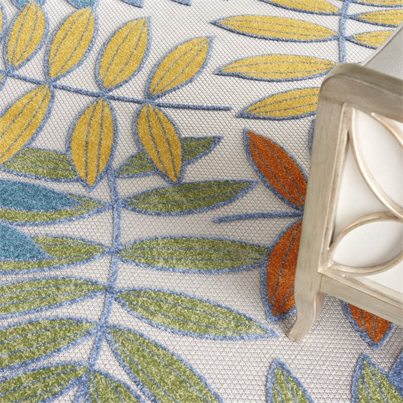 Pemberly Row 8' x 11' Ivory Multicolor Fabric Tropical Area Rug (8' x 11')