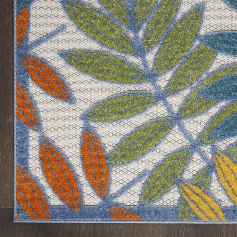 Pemberly Row 8' x 11' Ivory Multicolor Fabric Tropical Area Rug (8' x 11')