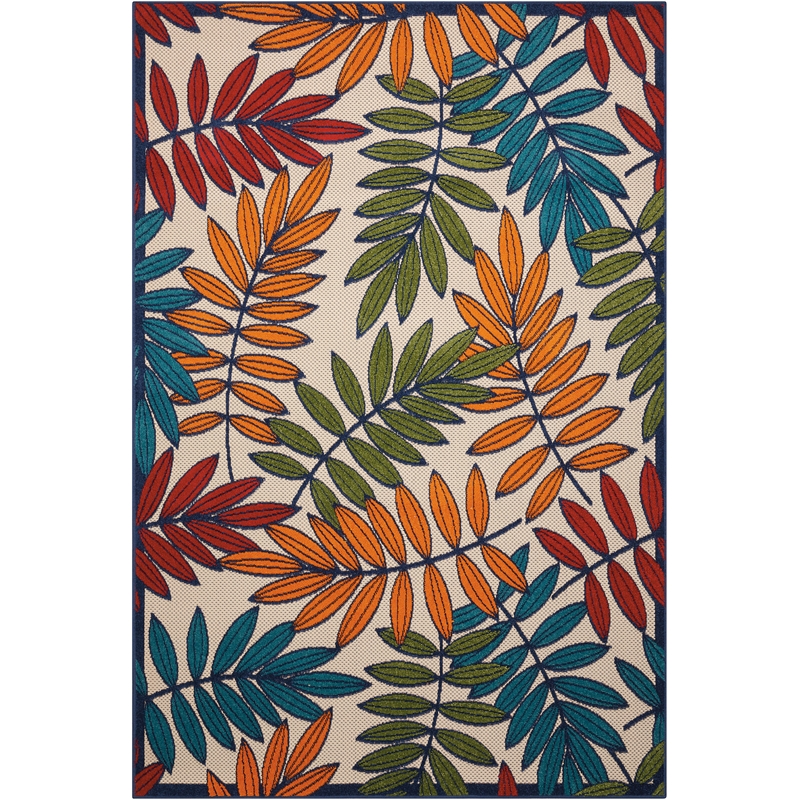 Pemberly Row 5' x 8' Multicolor Fabric Tropical Area Rug (5' x 8')