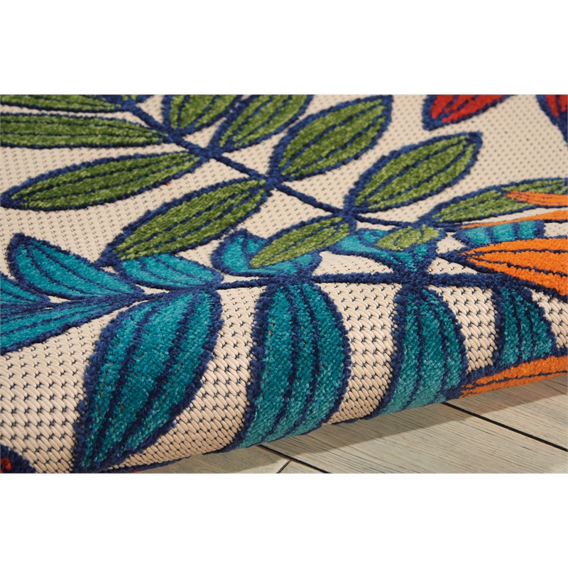 Pemberly Row 5' x 8' Multicolor Fabric Tropical Area Rug (5' x 8')
