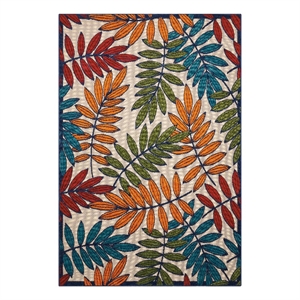 Pemberly Row 5' x 8' Multicolor Fabric Tropical Area Rug (5' x 8')