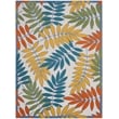 Pemberly Row 7' x 10' Ivory Multicolor Fabric Tropical Area Rug (7' x 10')