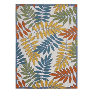 Pemberly Row 7' x 10' Ivory Multicolor Fabric Tropical Area Rug (7' x 10')