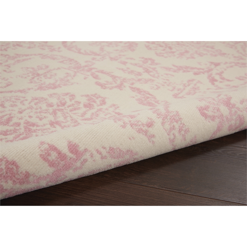 Pemberly Row 5' x 7' White and Pink Fabric Vintage Area Rug (5' x 7')