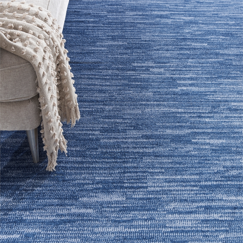 Pemberly Row Modern 12' x 15' Navy Blue Fabric Outdoor Area Rug