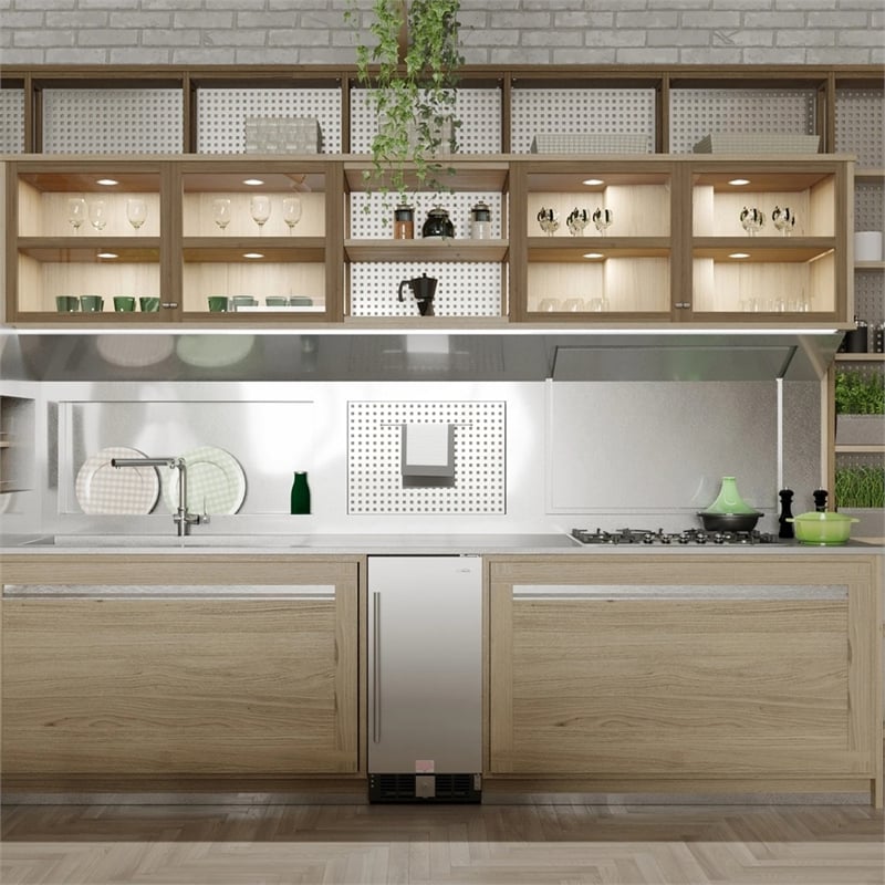 Pemberly Row Stainless Steel 3 cu. ft. Built-In Refrigerator and Beverage Cooler