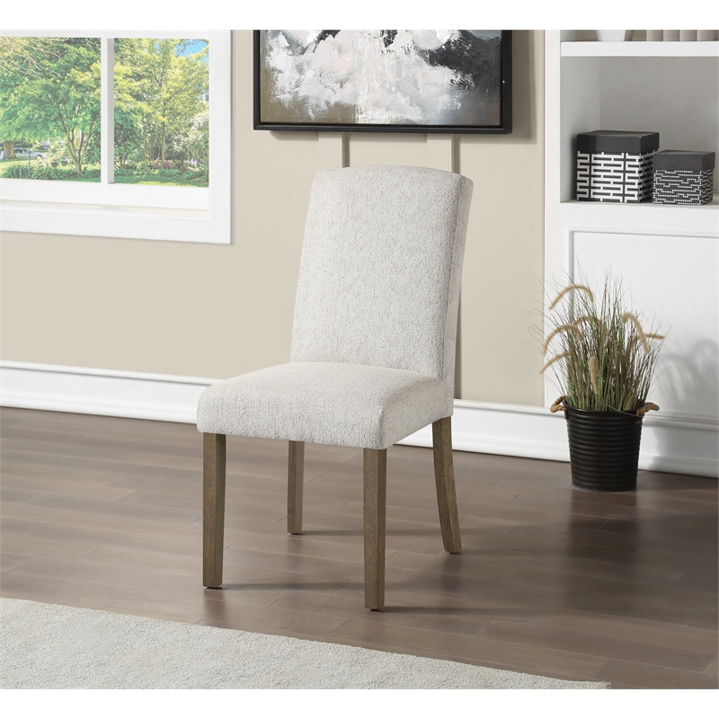 Pemberly Row Dining Chair 2-Pack in Oyster Gray Fabric with Gray Washed Legs