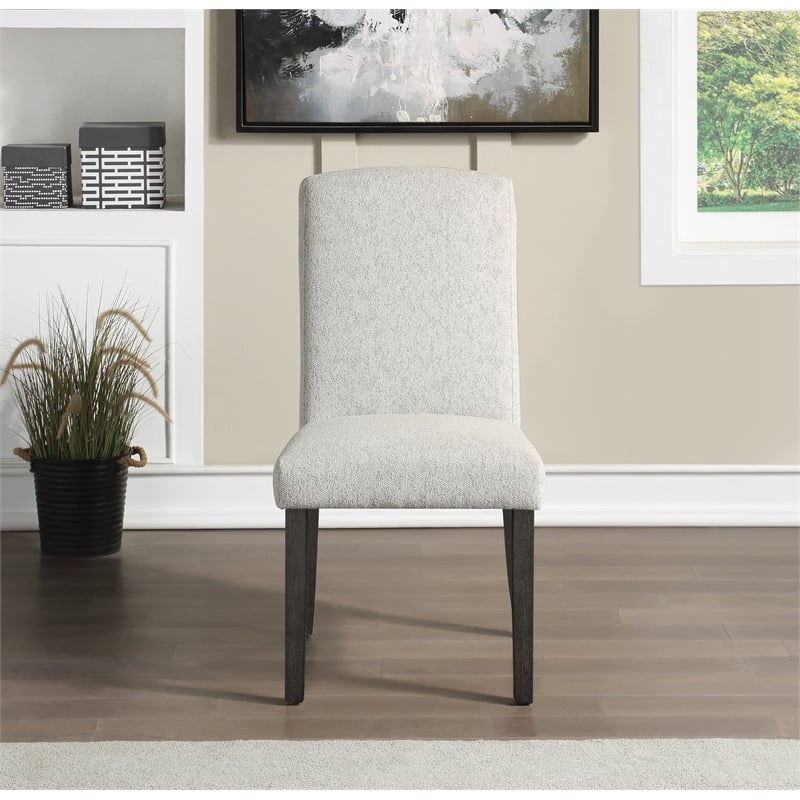 Pemberly Row Dining Chair 2-Pack in Oyster Gray Fabric with Gray Washed Legs