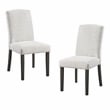 Pemberly Row Dining Chair 2-Pack in Oyster Gray Fabric with Gray Washed Legs
